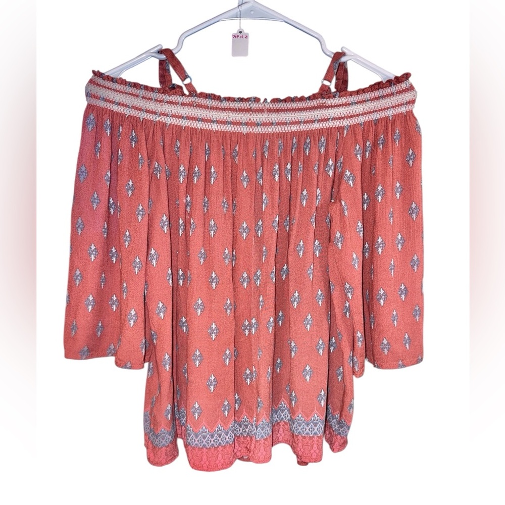 Jolt Boho Paisley Off Shoulder Blouse, Size Medium - Picture 2 of 4